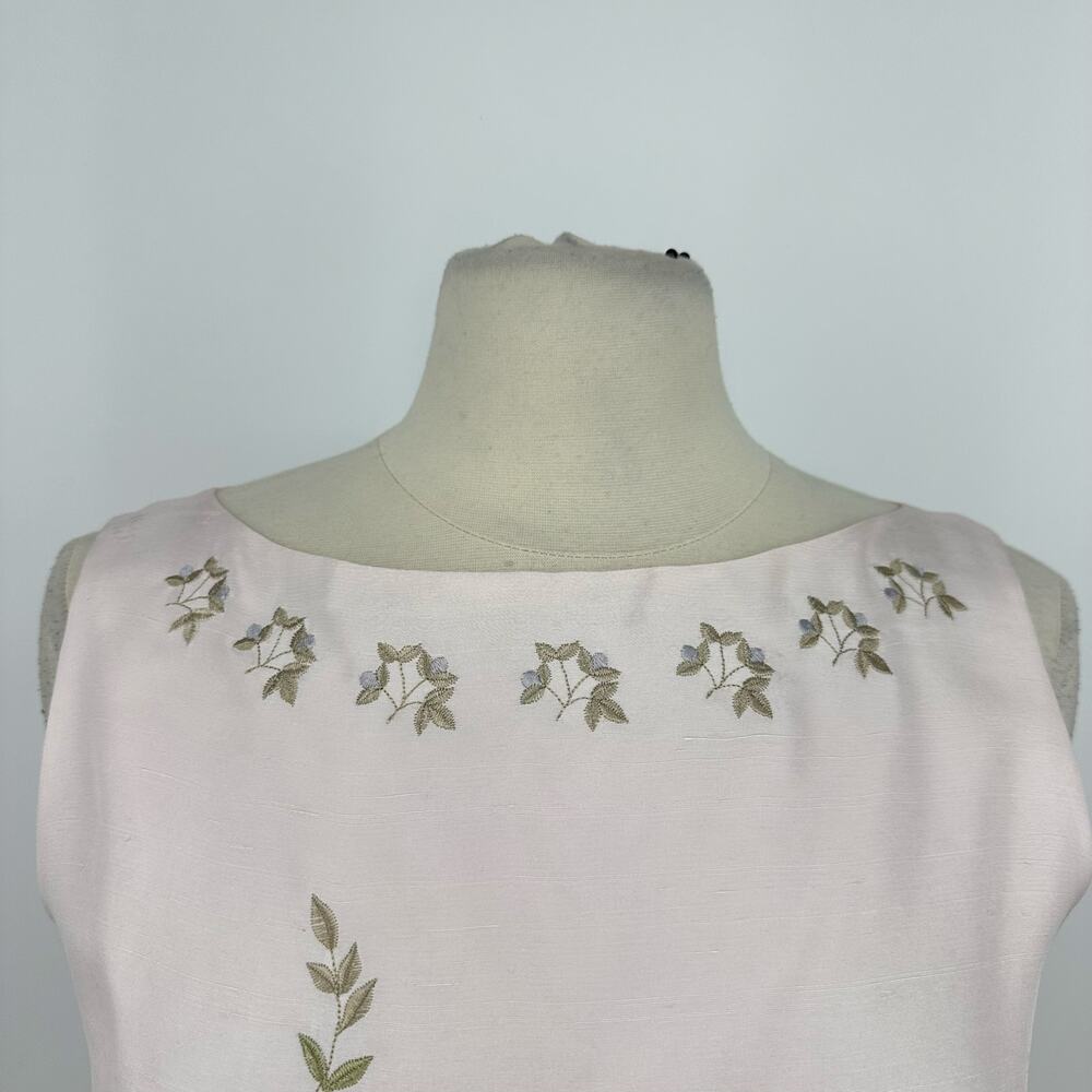 Vintage Daved Warren Womens 10 Skirt Vest Silk Suit Pastel Pink Embroidered - Picture 8 of 16
